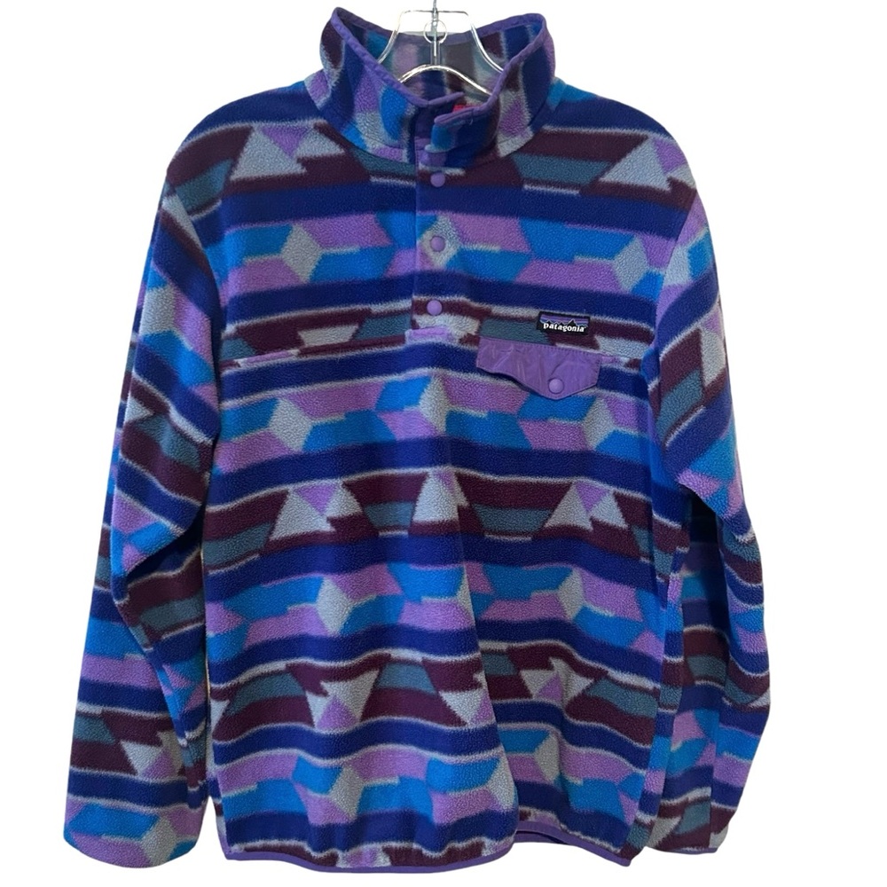 Patagonia Women's Purple/Blue Aztec Synchilla Fleece Pullover in Size L